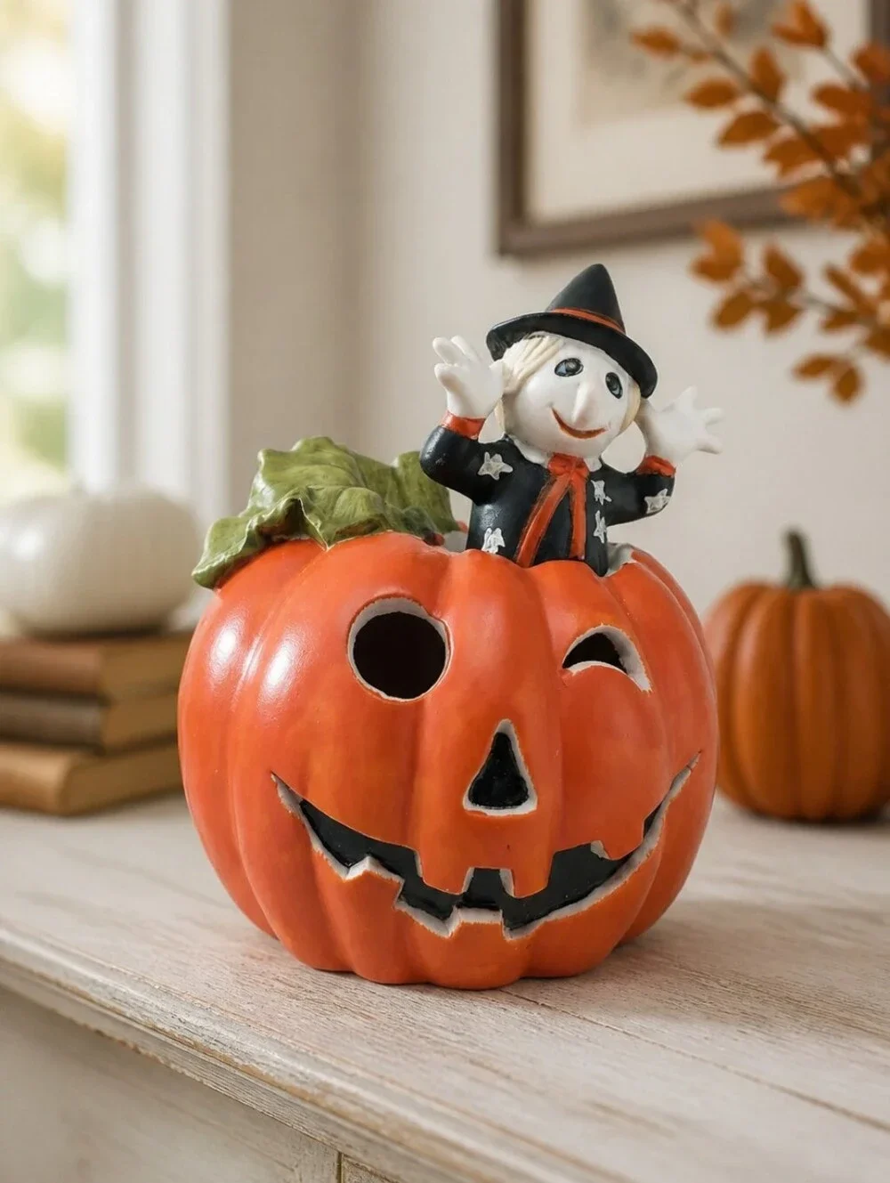 Vintage Halloween Witch in a Pumpkin Night Light